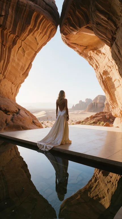 High-fashion Editorial Photograph Of A Woman Standing Serene...