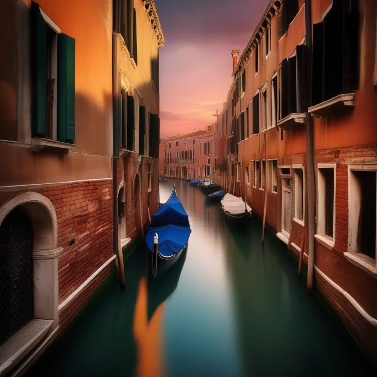 A Venetian Canal Lined With Weathered Palazzos, Portrait Pho...