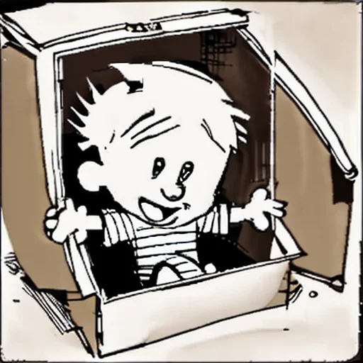 Cartoon Boy Playing In A Cardboard Box Loracalvinandhobbes1