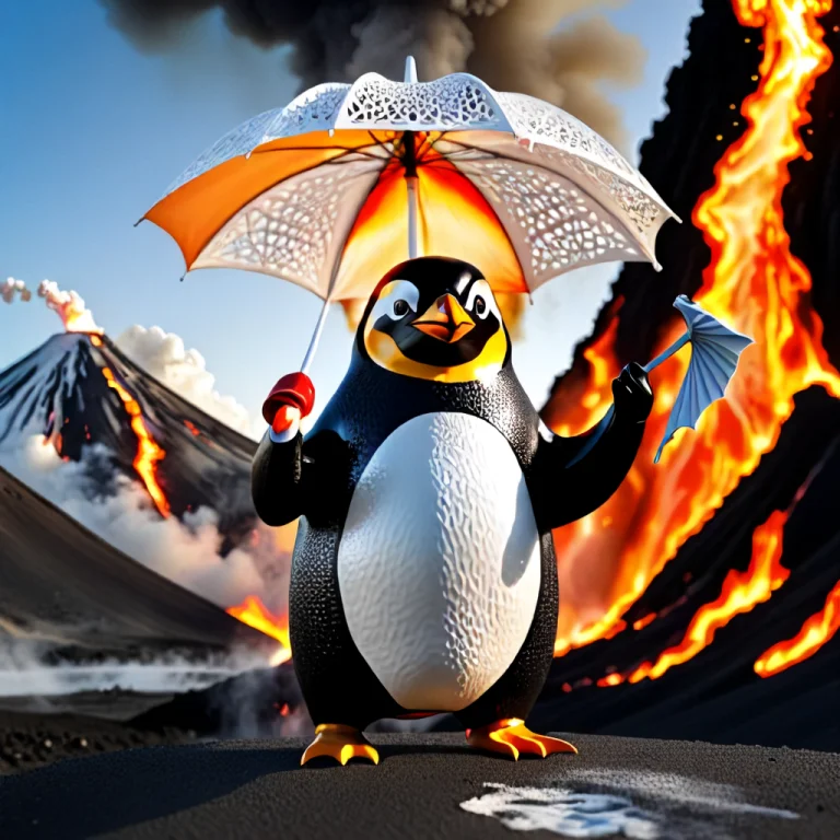 Intricate, Detailed, Penguin Holding An Open Umbrella, Pengu...