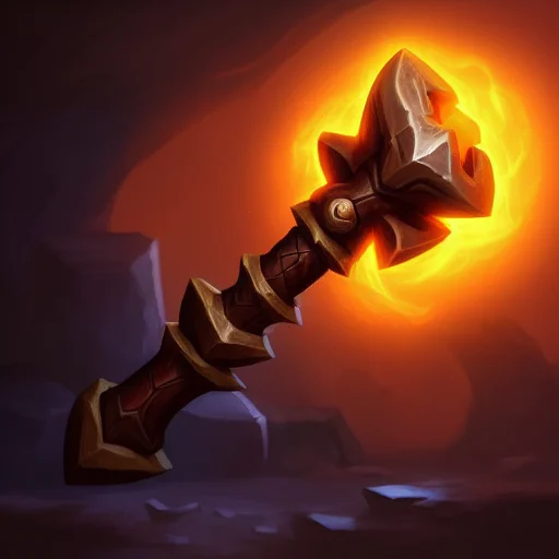 Awesome Rpg Icon Of A Rusty Iron Axe, Arcane Mana Aura Energ...