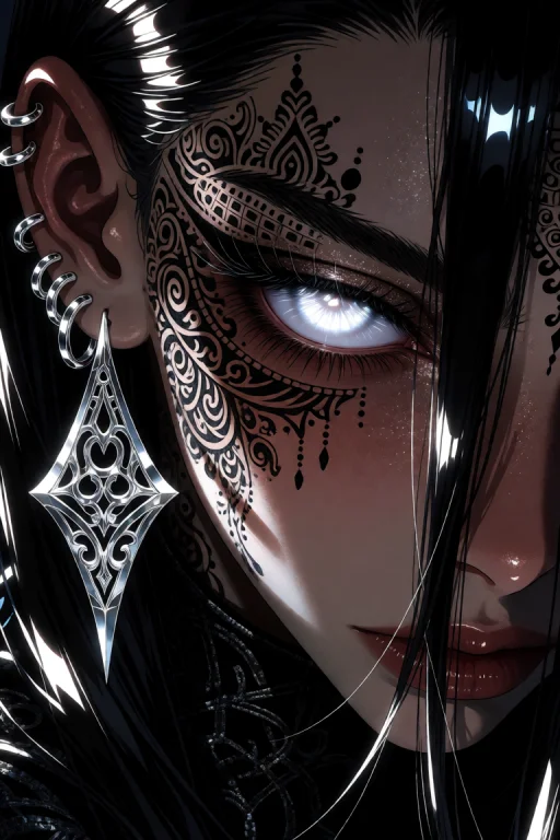 Extreme Close-up, High-contrast Portrait Of A Character With...