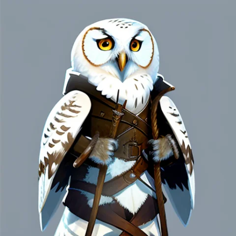 Medium Close-up Of A Elegant, Snowy Owl Owlfolk Person, Barb... — Stable Diffusion AI Prompt: Medium Close-up of a elegant, Snowy Owl Owlfolk person, Barbarian, fantasy, Fros...