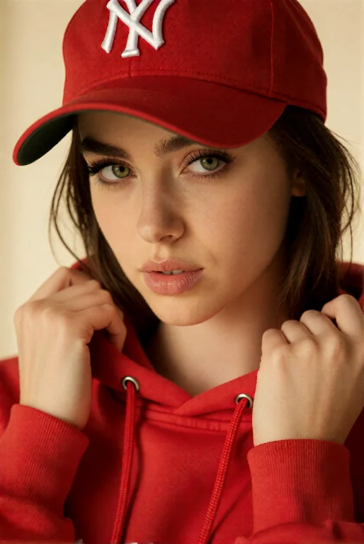 A Close-up Portrait Of A Young Woman With Striking Green Eye...