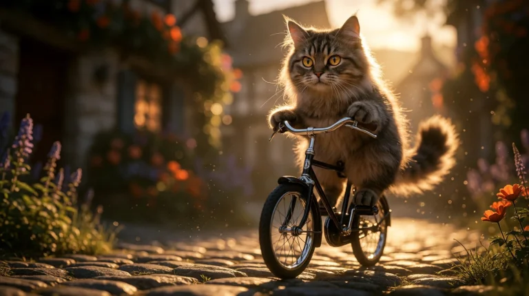 A Hyper-realistic, Cinematic Wide Shot Of A Fluffycat With I...
