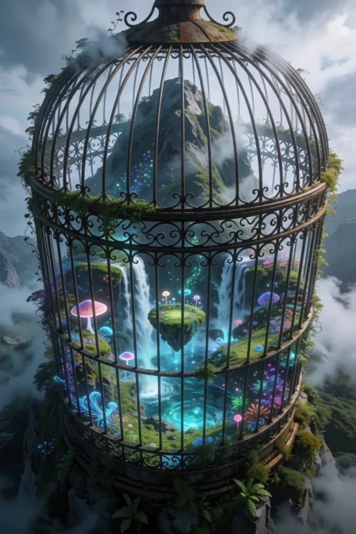 A Monumental Wrought-iron Birdcage Enclosing An Entire Tower...