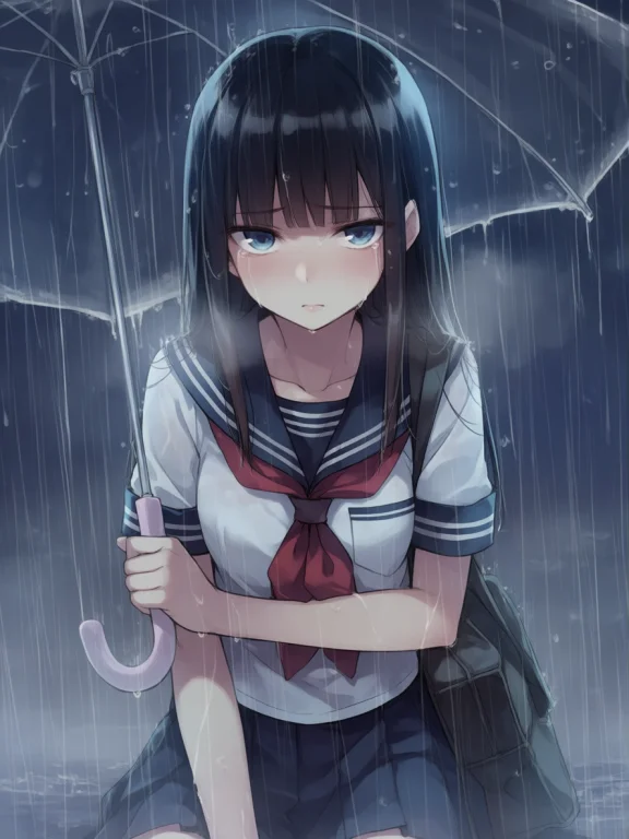 Masterpiece, Best Quality, Rain, Sad
