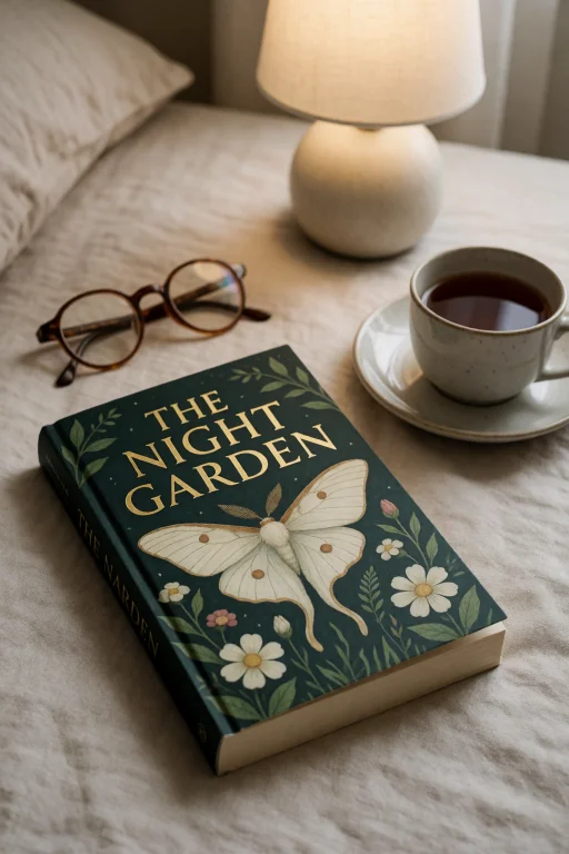 A Photograph Of A Paperback Book Lying On A Linen Bedspread,...