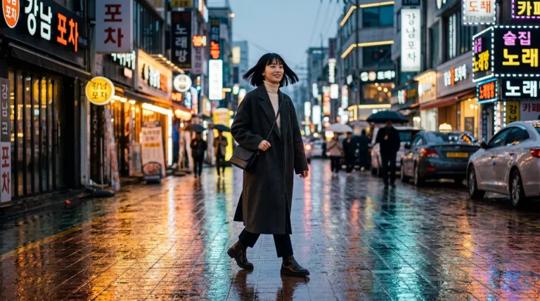 Cinematic Tracking Shot, An Elegant And Stylish Young Korean...