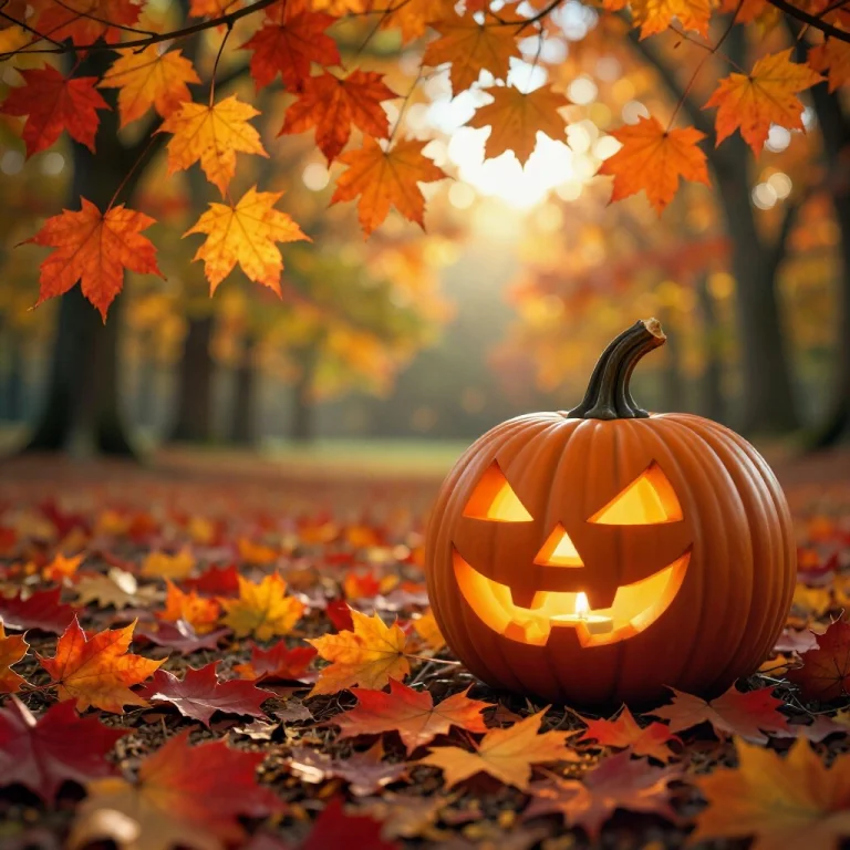 A Photorealistic, Cinematic Shot Of A Glowing Carved Jack-o-...