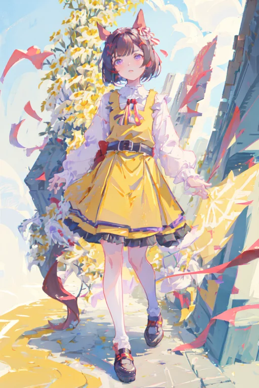 Masterpiece, Best Quality, Nishino Flower Umamusume, Buildin...
