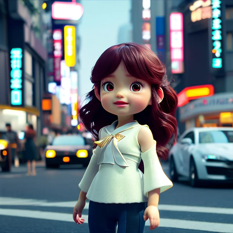 Cinemahelper, Cute Girl Walking In A Busy Tokyo Street, Cart...