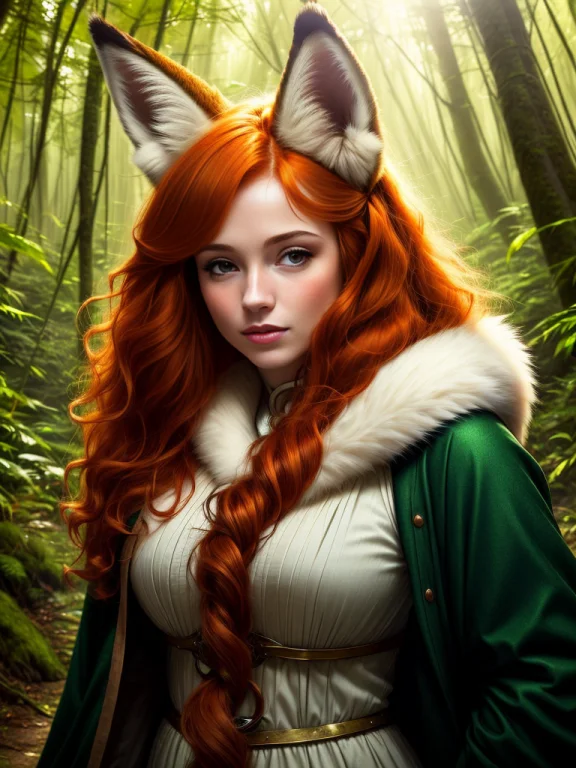 Award Winning Digital Art Of A Beautiful Woman With Fox Ears...