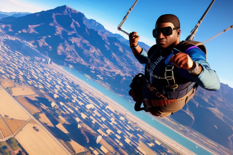 Gta5 Loading Screen 2d Art, Sky Diving, Cinematic Compositio...