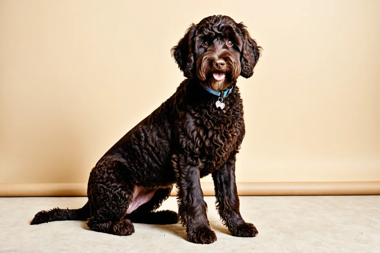 A Full-body Portrait Of A Chocolate Labradoodle, Raw Photogr...