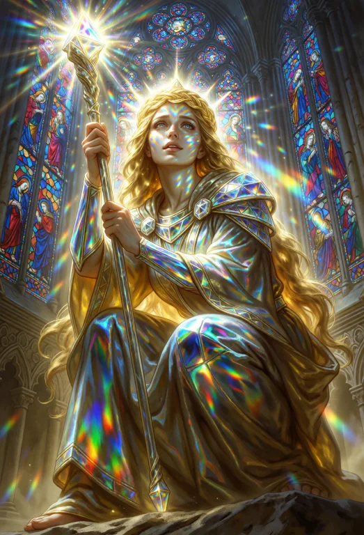 Full Body Shot, Aspect Ratio 23, A Radiant Cleric With Skin...