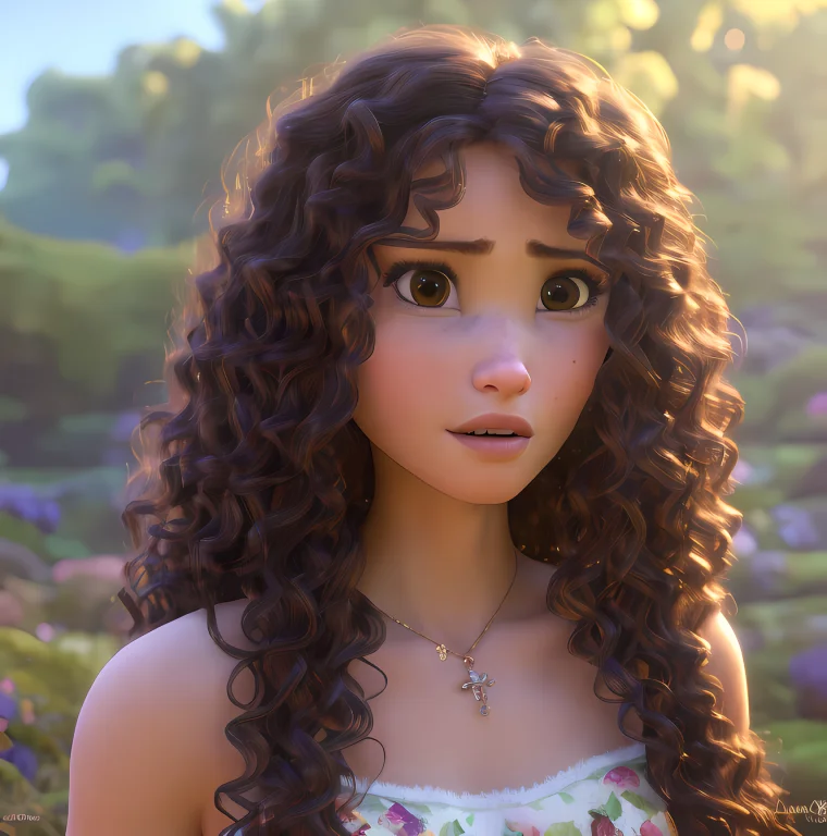 Modern Disney Style, Beautiful Brunette With Beautiful Curly...