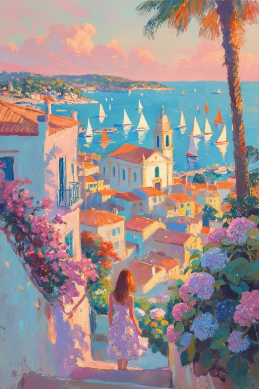 Highleveldescriptiona Vibrant Gouache Painting Of A Young Wo...