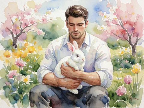 Wet-on-wet Watercolor Painting Of A Well-built 32-year-old M... — Stable Diffusion AI Prompt: Wet-on-wet watercolor painting of a well-built 32-year-old man in a white shirt...