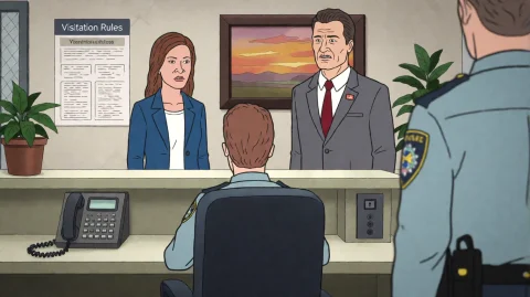 Bvsandbtth2022, A Woman In A Blue Blazer And A Man In A Gray... — Stable Diffusion AI Prompt: bvsandbtth2022, A woman in a blue blazer and a man in a gray suit stand at a vis...