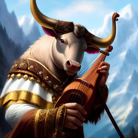 A Young Minotaur Bard Noble., Art By Smoose2 — Stable Diffusion AI Prompt: a young minotaur bard noble., art by smoose2