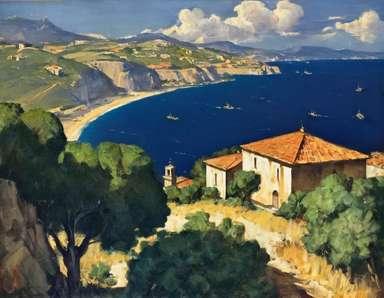 Mschaeffer Painting Depicting A Landscape Of Southern Italy...