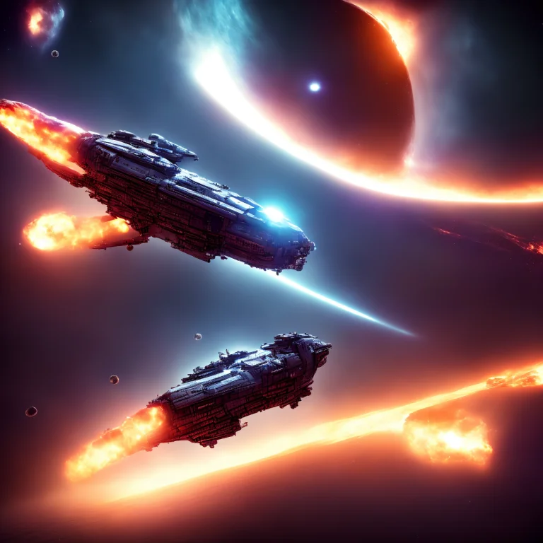 Photo, Scififantasy A Spaceship Lost In Deep Space, Bokeh0.8...