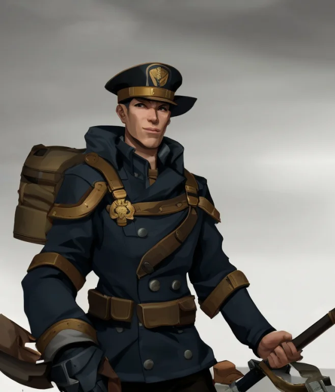 Charhelper, Digital Anime Painting, Stubbled Man In 1940s Ma...