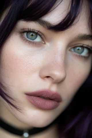 Midjourney Extreme Close Up Portrait Of A Young Woman With P... — Stable Diffusion AI Prompt: midjourney extreme close up portrait of a young woman with pale skin, vibrant gr...