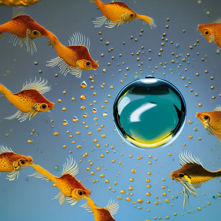 The Painting Of A Centered Water Droplet With A Green Sky In...