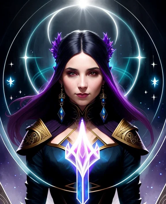 A Beautiful Cinematic Female Necromancer Sorceress, Galatic...