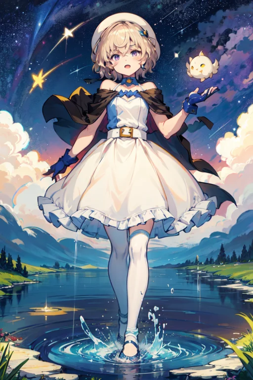 1girl, Petite, Infant, Full Body, Above Clouds, Asymmetrical...
