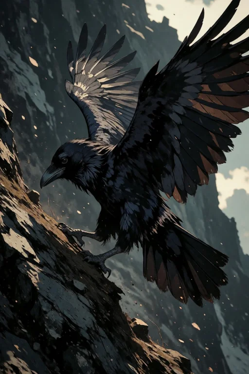 Nature, A Common Raven Carving A Hard Bank Along A Storm-lit...