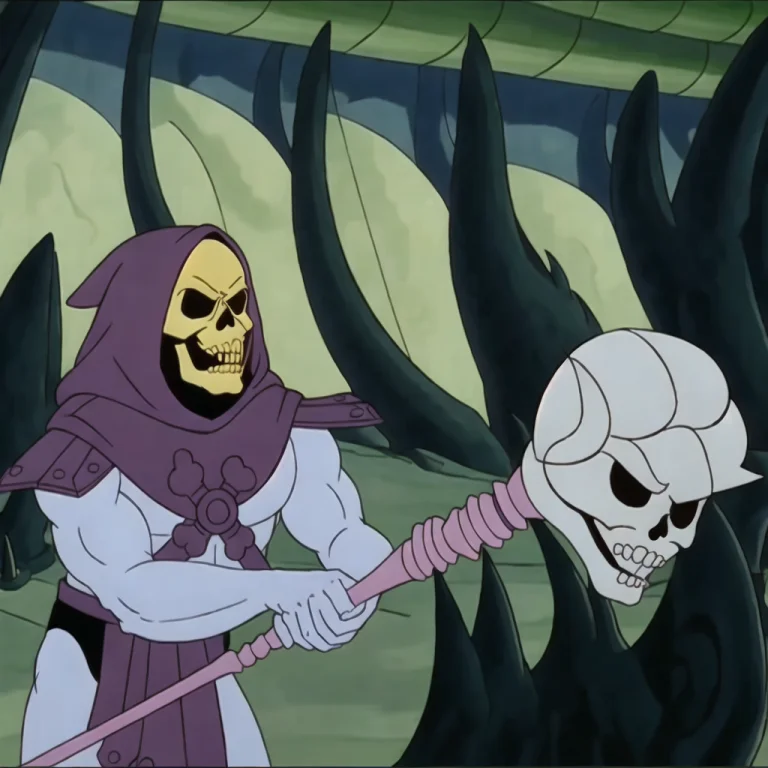 Skeletor Aiming The Havoc Staff At Something, Standing Near...