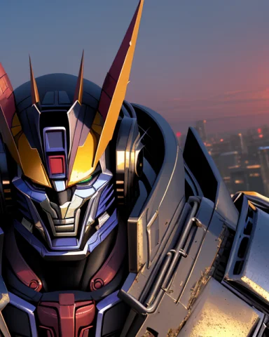 Action Scene, Upperbody Portrait Of Giant Opt-6000, Robot, T... — Stable Diffusion AI Prompt: action scene, upperbody portrait of giant opt-6000, robot, transformer, red and...