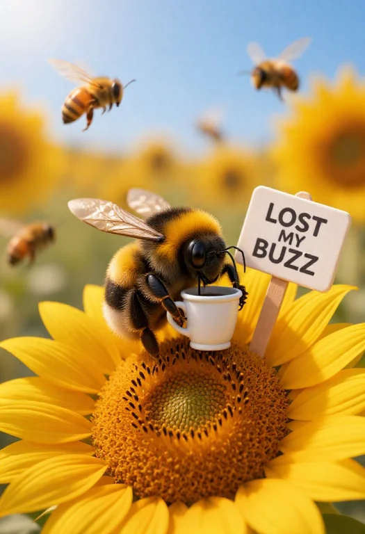 A Chubby, Adorable Bumblebee Sitting Flat On Its Fuzzy Behin...