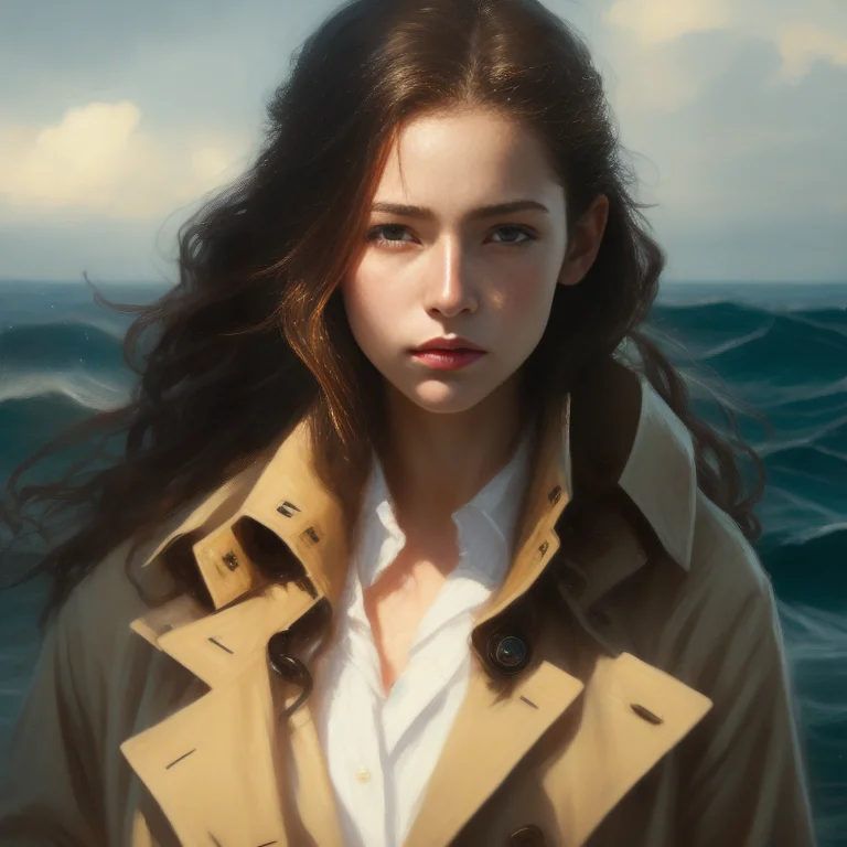 1girl, Block Paint Depicting A Beautiful Detective In A Ocea...