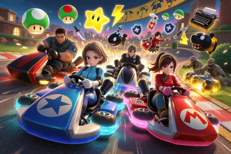 Mario Kart Style Race With Resident Evil Characters On A Bri...