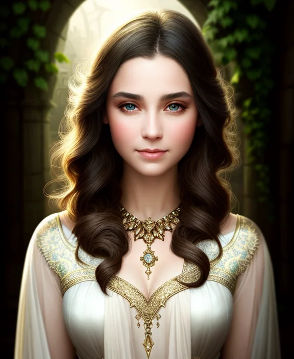 Side Portrait Of A Beautiful Female Cleric, Ethereal, Dreamy...