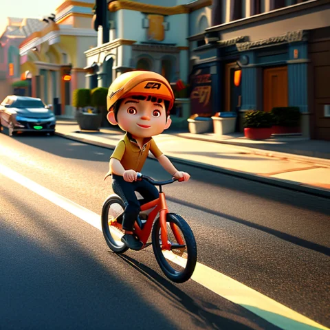 Cinemahelper, Cute Boy Cycling Through The Morning Streets O... — Stable Diffusion AI Prompt: cinemahelper, cute boy cycling through the morning streets of a small town, cart...