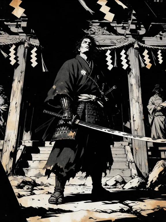 A Black And White Dark Fantasy Comic Illustration Of An Adul...