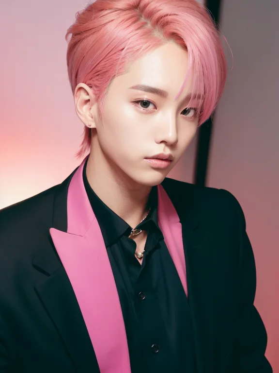 Close-up Portrait Of A Man , Black Blazer1.1, Pink Hair1.2,...