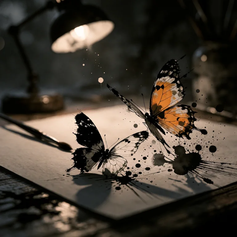 Ta86wistfall, A Melancholic Painterly Ink Art Scene Of A Qui...