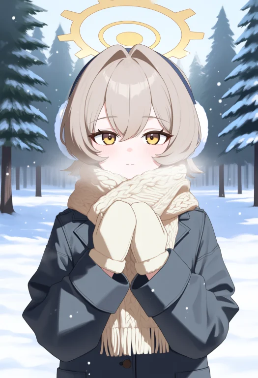 1girl, Solo, Looking At Viewer, Thick Dark Grey Wool Coat, C...