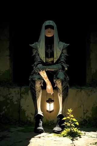 Masterpiece, Best Quality, Exciplit, A Solitary Original Gir... — Stable Diffusion AI Prompt: masterpiece, best quality, exciplit, A solitary original girl sits on a worn sto...