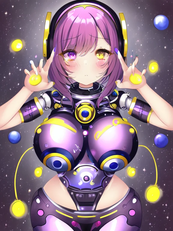 Drawing, Eye, Sadness, Solo, 1girl, Robotic, Outer Space Bac...