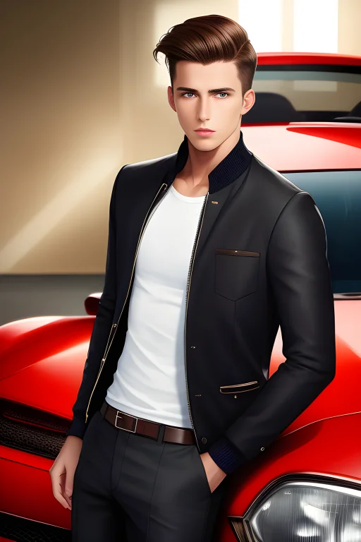 1man, Beautiful Face, Posing At Car Exhibition, Strict, Clea...