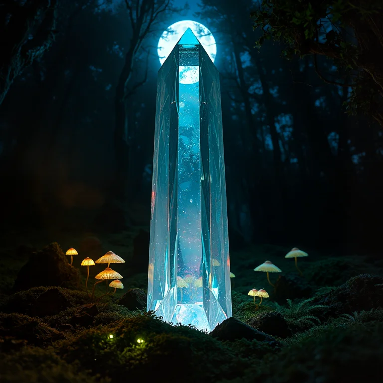 Low Angle Wide Shot, Monolithic Prismatic Crystal Emerging V...
