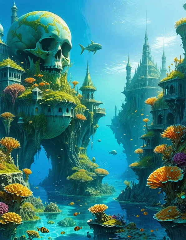 Underwater City Built Within Colossal Coral Skull Formation,...