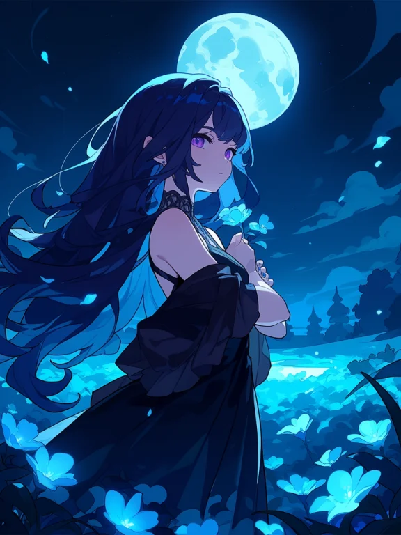 Masterpiece, Best Quality, Score9, 1girl, Solo, Long Dark Bl...